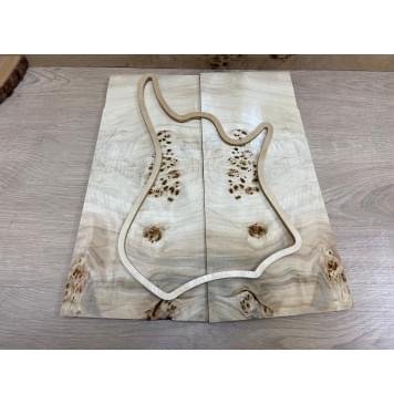 Тополь Кап заготовка на топ для Тревел гитары Смешанный АА 7,5х155-188х390 мм - 2 шт. (книжкой)-1