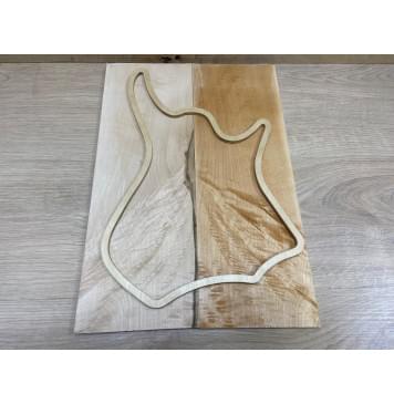 Клён Белый Явор, Волнистый заготовка на топ Смешанный ААА Волна ААА 8х140х405 мм - 2 шт. (книжкой)-0