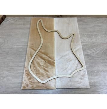 Клён Белый Явор, Волнистый заготовка на топ для тревел гитары Смешанный ААА Волна А 9х141х410 мм - 2 шт. (книжкой)-0