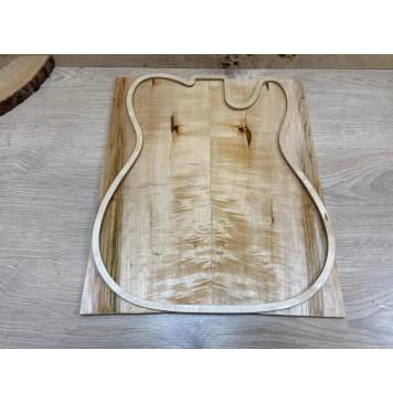 Клён Чёрный Явор, Волнистый заготовка на топ Смешанный А Волна А 9х170х413 мм - 2 шт. (книжкой)-0