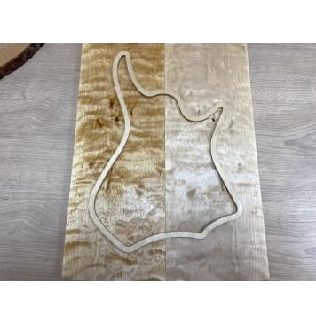 Берёза Пламенная заготовка на топ Тангент А Волна ААА 15х164х495 мм - 2 шт.(книжкой)-4