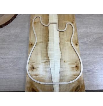 Клён Чёрный Явор, Волнистый заготовка на топ Смешанный А Волна А 16х166х605 мм - 2 шт. (книжкой)-1