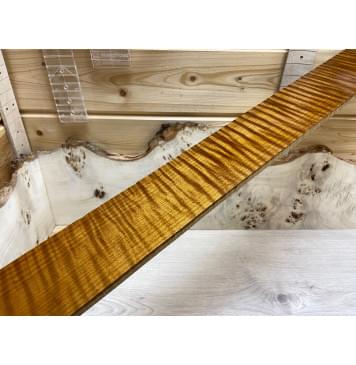 Клён Печёный Волнистый 180 гр заготовка накладки для бас-гитары Радиал АА Волна ААА 9х85х760 мм -0