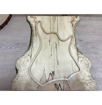 Клён Американский Spalted заготовка на топ для Тревел гитары Смешанный ААА 8х110-170х420 мм 2шт (книжкой)-1