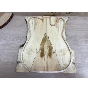 Клён Американский Spalted заготовка на топ Смешанный А 9х135-180х415 мм 2шт (книжкой)-0