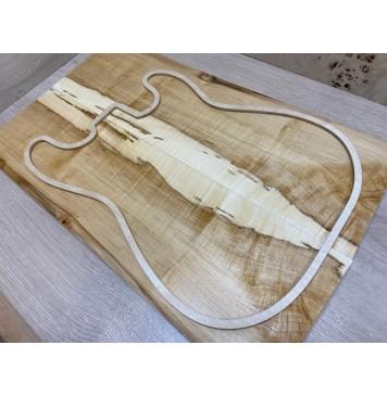 Клён Чёрный Явор, Волнистый заготовка на топ Смешанный ААА Волна А 19х174-184х570 мм - 2 шт. (книжкой)-0