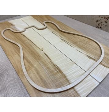 Клён Чёрный Явор, Волнистый заготовка на топ Смешанный АА Волна АА 5х175-190х600 мм - 2 шт. (книжкой)-0