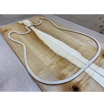 Клён Чёрный Явор, Волнистый заготовка на топ Смешанный АА Волна АА 19х166х520 мм - 2 шт. (книжкой)-0