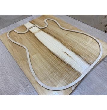 Клён Чёрный Явор, Волнистый заготовка на топ Смешанный АА Волна ААА 19х183х475 мм - 2 шт. (книжкой)-0