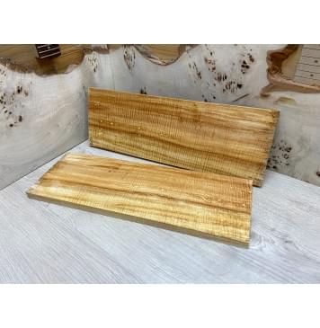 Клён Американский Spalted Волнистый заготовка на топ Радиал АА Волна ААА 19х163х465 мм 2 шт книжкой Уценка-гнилостные поражения древесины,под стабилизацию или работу с порозаполнителями-5