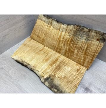 Клён Американский Spalted Волнистый заготовка на топ Смешанный ААА Волна ААА 16,5х180х430-470 мм 2 шт (книжкой) Уценка-гнилостные поражения древесины,под стабилизацию или работу с порозаполнителями-0