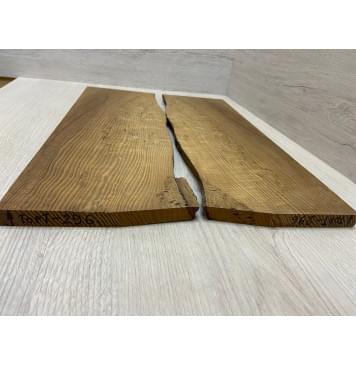 Ясень Печёный 180 гр заготовка на топ для Тревел гитары (под заливку) Смешанный ААА 16х150х480 мм 2шт (книжкой) (трещина)-5