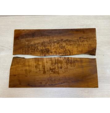 Ясень Печёный 180 гр заготовка на топ для Тревел гитары (под заливку) Смешанный ААА 16х150х480 мм 2шт (книжкой) (трещина)-1