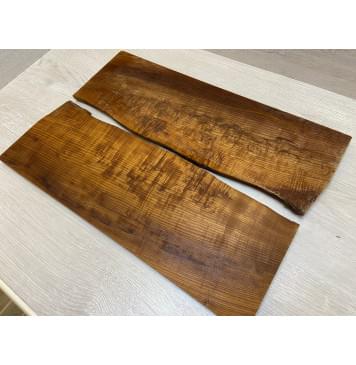 Ясень Печёный 180 гр заготовка на топ для Тревел гитары (под заливку) Смешанный ААА 16х150х480 мм 2шт (книжкой) (трещина)-2