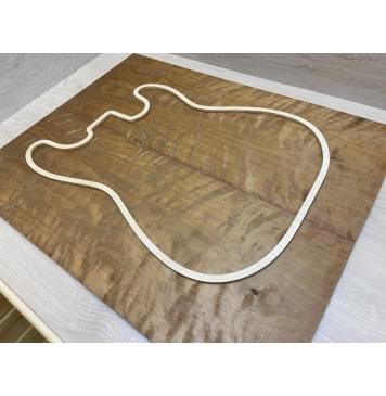 Берёза Пламенная Печеная 180гр заготовка на топ Тангент АА Волна ААА 9х233х585 мм - 2 шт.(книжкой)-2