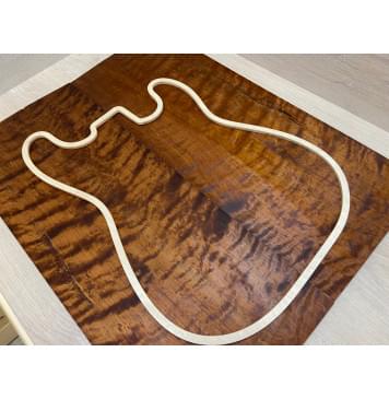 Берёза Пламенная Печеная 180гр заготовка на топ Тангент АА Волна ААА 9х232х575 мм - 2 шт.(книжкой)-6