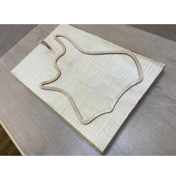 Клён Американский Белый Волнистый заготовка корпуса для Тревел гитары Тангент АА Волна ААА 41х298х420 мм (Массив)-2