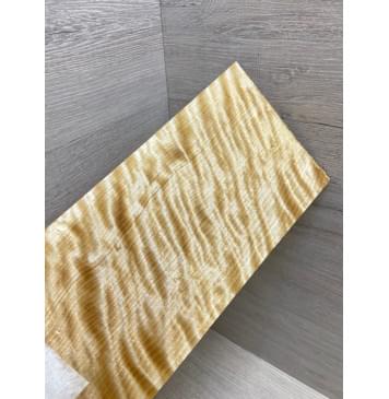 Берёза Пламенная заготовка накладки на головку грифа Радиал ААА Волна ААА 5.5х126х250 мм-6