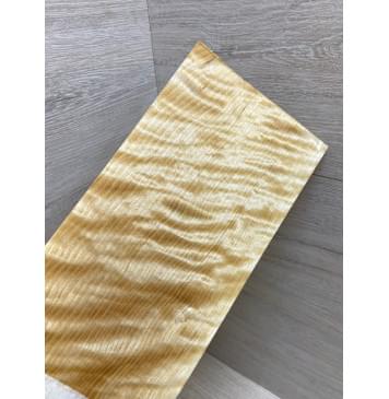 Берёза Пламенная заготовка накладки на головку грифа Радиал ААА Волна ААА 5.5х126х250 мм-7