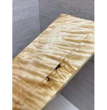 Берёза Пламенная заготовка накладки на головку грифа Радиал ААА Волна ААА 6х126х250 мм-9