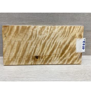 Берёза Пламенная заготовка накладки на головку грифа Радиал ААА Волна ААА 6х126х250 мм-4