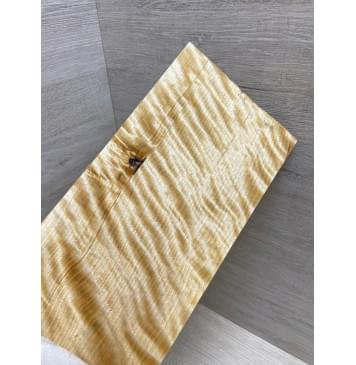 Берёза Пламенная заготовка накладки на головку грифа Радиал ААА Волна ААА 6х126х250 мм-6