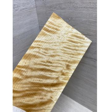 Берёза Пламенная заготовка накладки на головку грифа Радиал ААА Волна ААА 6х126х250 мм-7