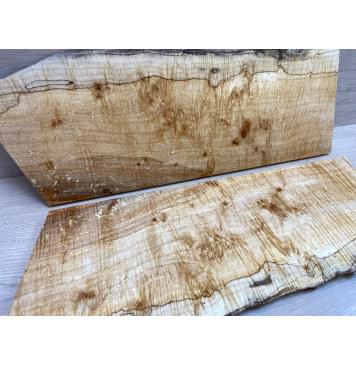 Клён Американский Spalted Волнистый заготовка на топ Смешанный А Волна АА 19х185-200х520 мм (2 шт книжкой) Уценка-гнилостные поражения древесины,под стабилизацию или работу с порозаполнителями-5