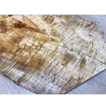 Клён Американский Волнистый заготовка на топ Смешанный АА Волна ААА 11х165-215х545-650 мм - 2 шт  (книжкой) Уценка-трещины-6