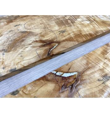 Клён Американский Волнистый заготовка на топ Смешанный АА Волна ААА 11х165-215х545-650 мм - 2 шт  (книжкой) Уценка-трещины-4