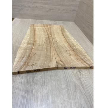 Клён Американский Spalted Волнистый заготовка на топ Смешанный АА Волна А 16х133-183х450-460 мм (2шт книжкой) Уценка-гнилостные поражения древесины,под стабилизацию или работу с порозаполнителями-1