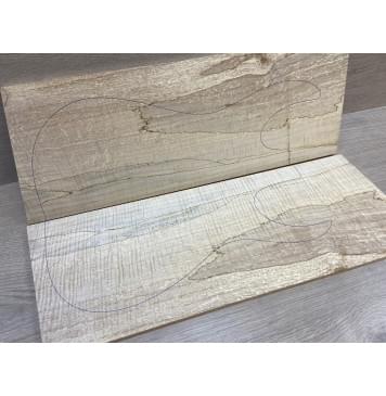 Клён Американский Spalted Волнистый заготовка на топ Смешанный ААА Волна ААА 8х183х495-510 мм (2 шт книжкой)-3