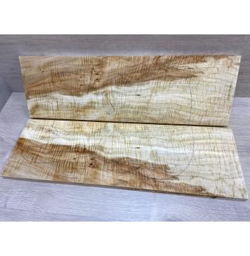 Клён Чёрный Явор, Волнистый заготовка на топ Смешанный АА Волна ААА 18х182х580 мм - 2 шт. (книжкой)-7