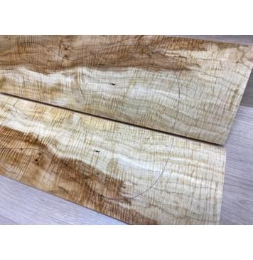 Клён Чёрный Явор, Волнистый заготовка на топ Смешанный АА Волна ААА 18х182х580 мм - 2 шт. (книжкой)-6