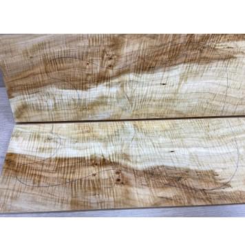 Клён Чёрный Явор, Волнистый заготовка на топ Смешанный АА Волна ААА 18х182х580 мм - 2 шт. (книжкой)-5