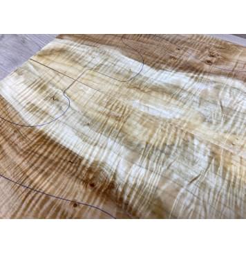 Клён Чёрный Явор, Волнистый заготовка на топ Смешанный АА Волна ААА 18х182х580 мм - 2 шт. (книжкой)-1