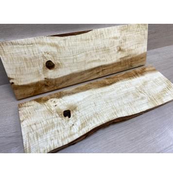 Клён Чёрный Явор, Волнистый заготовка на топ Смешанный А Волна АА 18х165х510 мм - 2 шт. (книжкой) Уценка-сучки-9