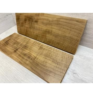 Клён Американский Волнистый Печёный 180гр заготовка на топ Смешанный АА Волна ААА 19.5х165х450-470 мм - 2 шт (книжкой) Уценка-трещина-9