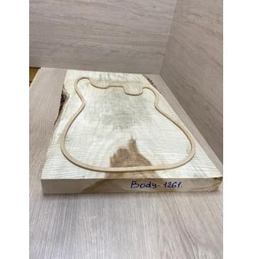 Клён Чёрный Явор, Волнистый заготовка корпуса Тангент АА Волна ААА 48х330-380х550 мм (Массив)-16