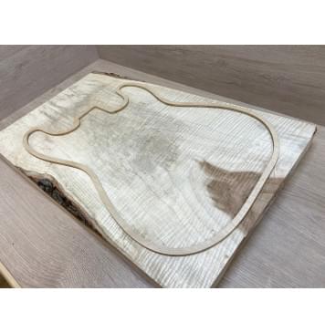 Клён Чёрный Явор, Волнистый заготовка корпуса Тангент АА Волна ААА 48х330-380х550 мм (Массив)-15