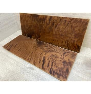 Берёза Пламенная Печеная 180гр заготовка на топ Тангент АА Волна ААА 15х240х650 мм - 2 шт.(книжкой)-7