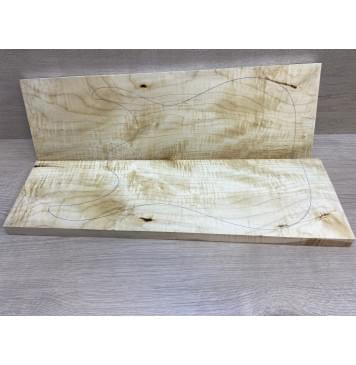 Клён Белый Явор, Волнистый заготовка на топ Смешанный А Волна А 20х146-176х520 мм - 2 шт. (книжкой) Уценка-потемнения-4