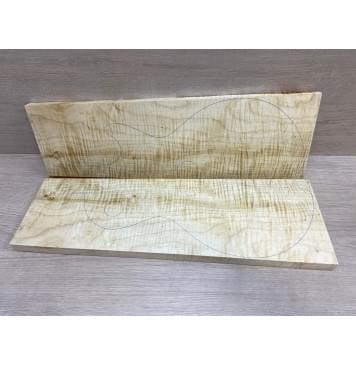 Клён Белый Явор, Волнистый заготовка на топ Смешанный А Волна ААА 20х146-176х530 мм - 2 шт. (книжкой) Уценка-потемнения-15