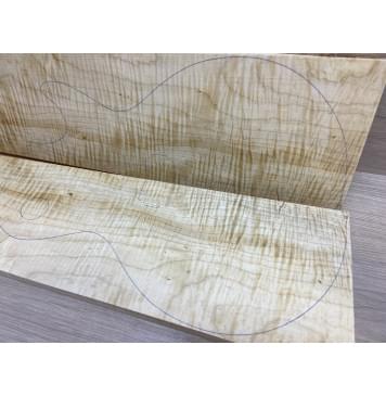 Клён Белый Явор, Волнистый заготовка на топ Смешанный А Волна ААА 20х146-176х530 мм - 2 шт. (книжкой) Уценка-потемнения-14