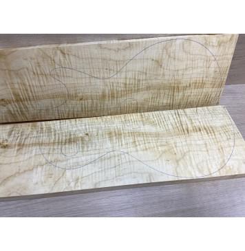 Клён Белый Явор, Волнистый заготовка на топ Смешанный А Волна ААА 20х146-176х530 мм - 2 шт. (книжкой) Уценка-потемнения-13