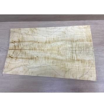 Клён Белый Явор, Волнистый заготовка на топ Смешанный А Волна ААА 20х146-176х530 мм - 2 шт. (книжкой) Уценка-потемнения-12