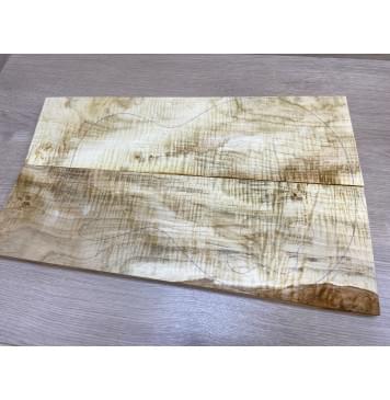 Клён Белый Явор, Волнистый заготовка на топ Смешанный А Волна ААА 20х146-176х530 мм - 2 шт. (книжкой) Уценка-потемнения-4