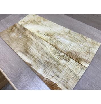 Клён Белый Явор, Волнистый заготовка на топ Смешанный А Волна ААА 20х146-176х530 мм - 2 шт. (книжкой) Уценка-потемнения-0