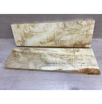 Клён Белый Явор, Волнистый заготовка на топ Смешанный А Волна ААА 20х146-176х530 мм - 2 шт. (книжкой) Уценка-потемнения-3