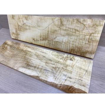 Клён Белый Явор, Волнистый заготовка на топ Смешанный А Волна ААА 20х146-176х530 мм - 2 шт. (книжкой) Уценка-потемнения-2